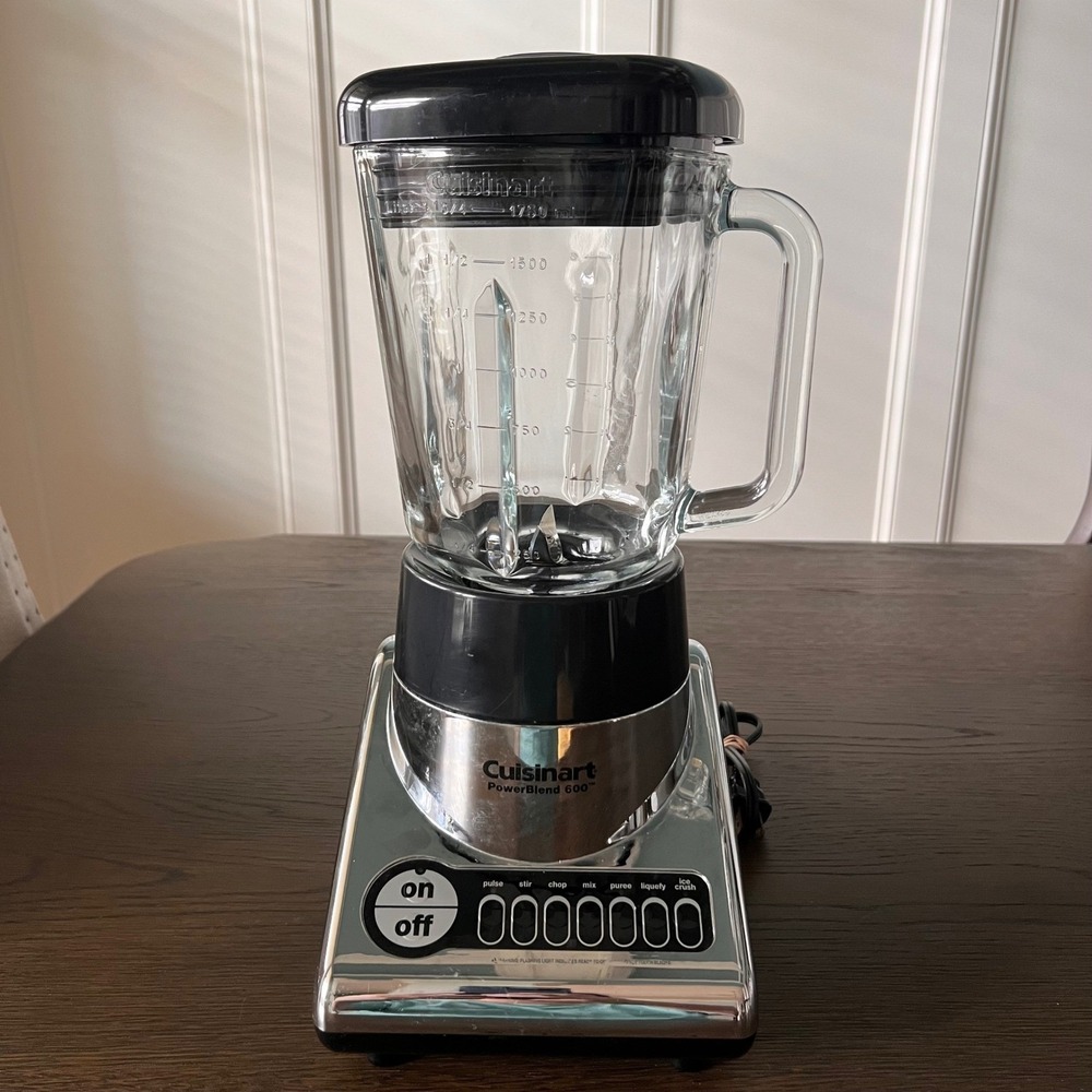 Cuisinart PowerBlend 600 Blender Chrome Black Glass Jar SPB-10CH 600W